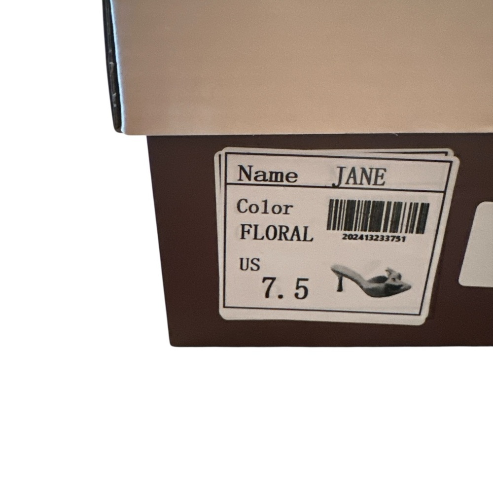 Oasis Society Jane Kitten Heel Size 7.5 Taupe Floral Multicolor Bow Pointed Toe - Picture 11 of 12